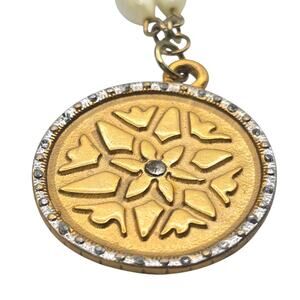 Necklace American Eagle Outfitters 30" White Bead Gold Floral Medallion SKU2891